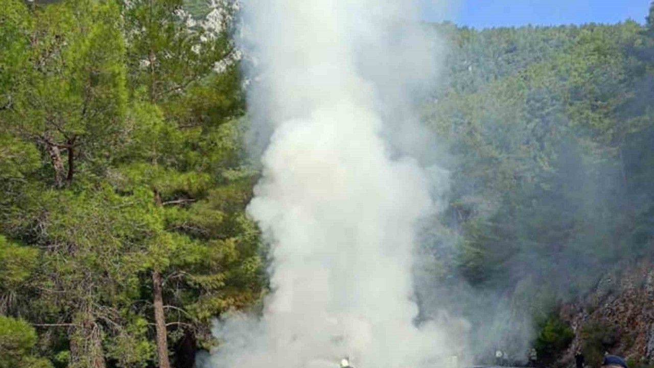 Sakar rampasında araç yangını