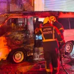 Nazilli’de gece yarısı araç yangını