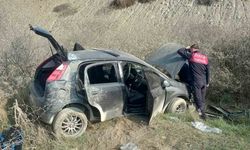 Kontrolden çıkan otomobil, yol kenarına savruldu