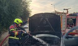 Otomobil seyir halindeyken alev aldı