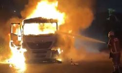 Kömür yüklü tır alev aldı