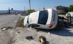 Kontrolden Çıkan Otomobil Yan Yattı