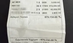 870 bin TL'lik adisyon geldi