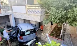 Otomobil bahçeye uçtu