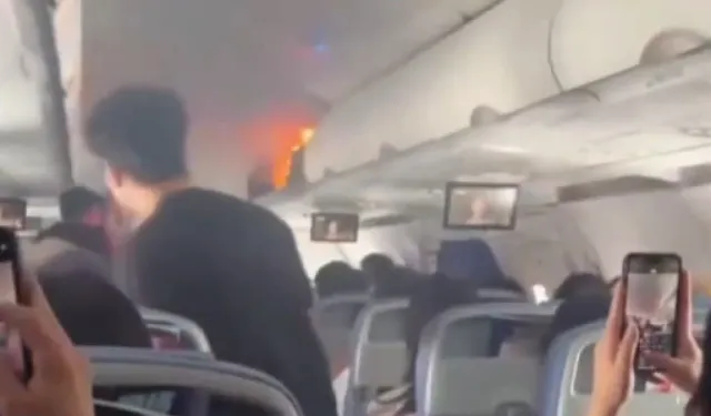 El bagajındaki batarya alev aldı, uçak acil iniş yaptı