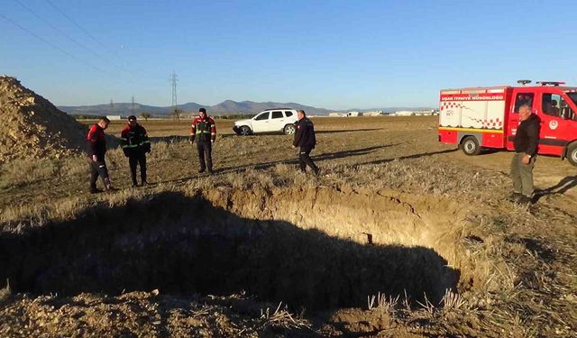 Dört metrelik çukura düşen keçi kurtarıldı