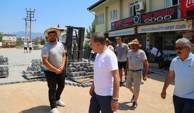 Şehir Hastanesi yoluna parke taşı çalışması