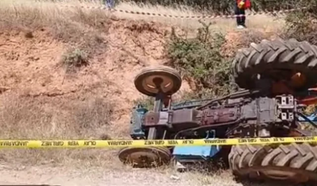 Karacasu'da traktör devrildi