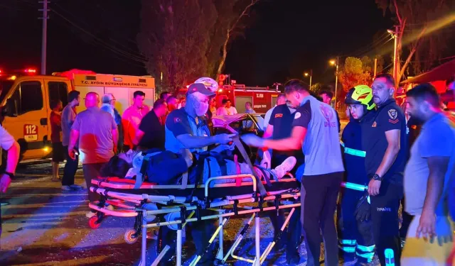 İki otomobil çarpıştı, araç alev aldı