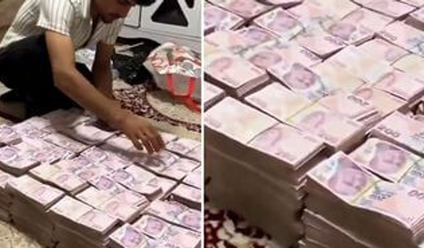 Paraları Halının Üzerine Dizip Video Çekti