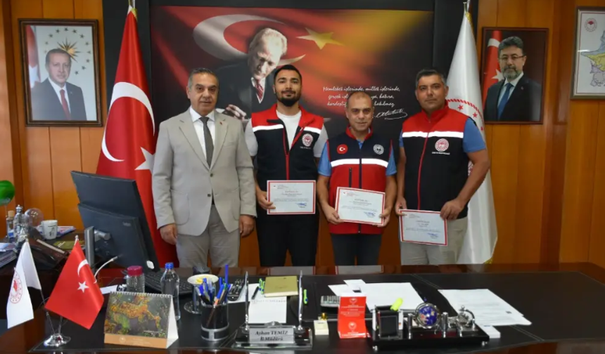 Tarım ve Orman Müdürlüğü personeline teşekkür belgesi